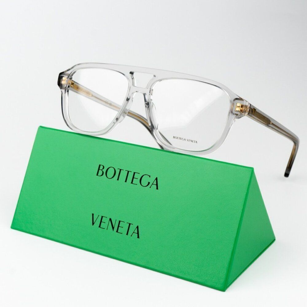 NEW  Bottega Veneta BV1294O 004 Grey Pilot Men Eyeglasses